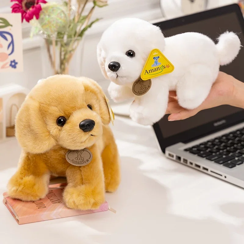 Simulation Golden Retriever Dog Stuffed Toy High Quality Lifelike Labrador Dog Plush Toy Hug Cartoon Animal Pillow Gift for Boy