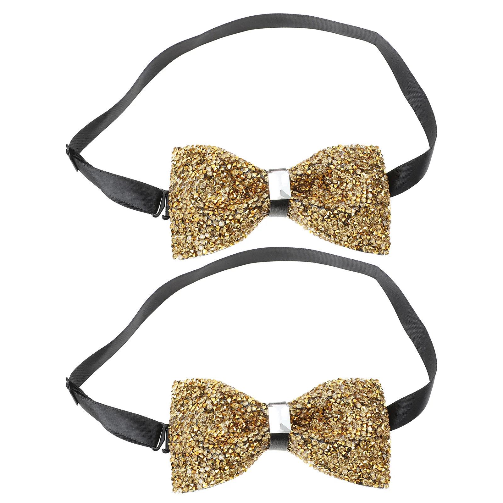 2 Pcs Men's Rhinestone Bow Tie Ties for Banquet Sequin Receive Flowers Pre-tied Rhinestones Diamond-tip Party Meeting