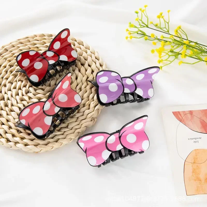 Refreshing World Style Red Bowknot Hair Claw Cartoon Bow Tie Acrylic Hair Claw Clips Catch Hair Accessories for Women