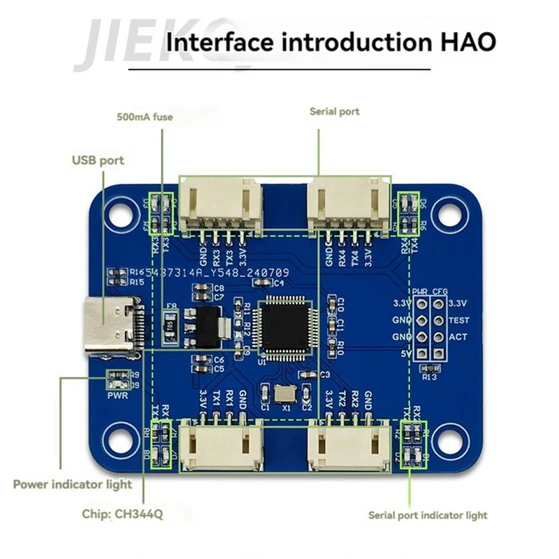 CH344Q USB Type C To 4 Port TTL Serial Module 4-Channel Serial Port UART Multi-Channel Serial Port Expansion Module