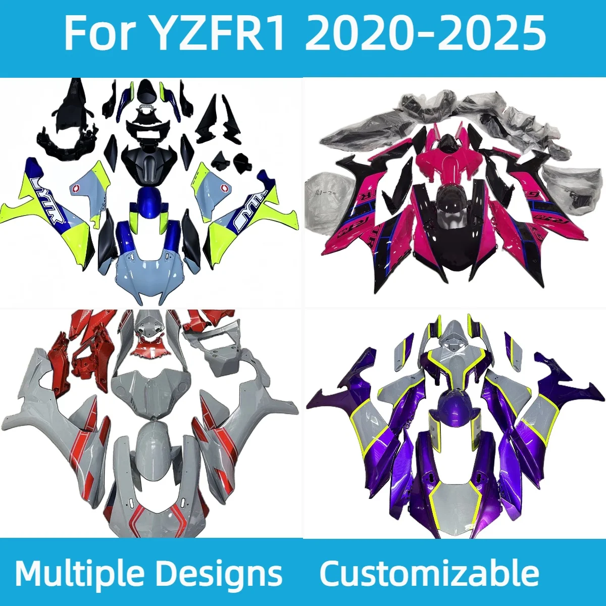 

Новый стильный комплект обтекателей для YAMAHA YZFR1 2020-2025, послепродажный комплект обтекателей из АБС-пластика, обтекатели для мотоциклов YZF R1 20-25