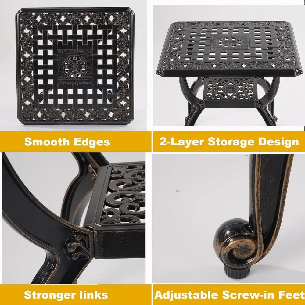 All-Weather Copper Square Outdoor Side Table for Patio, Garden, and Balcony