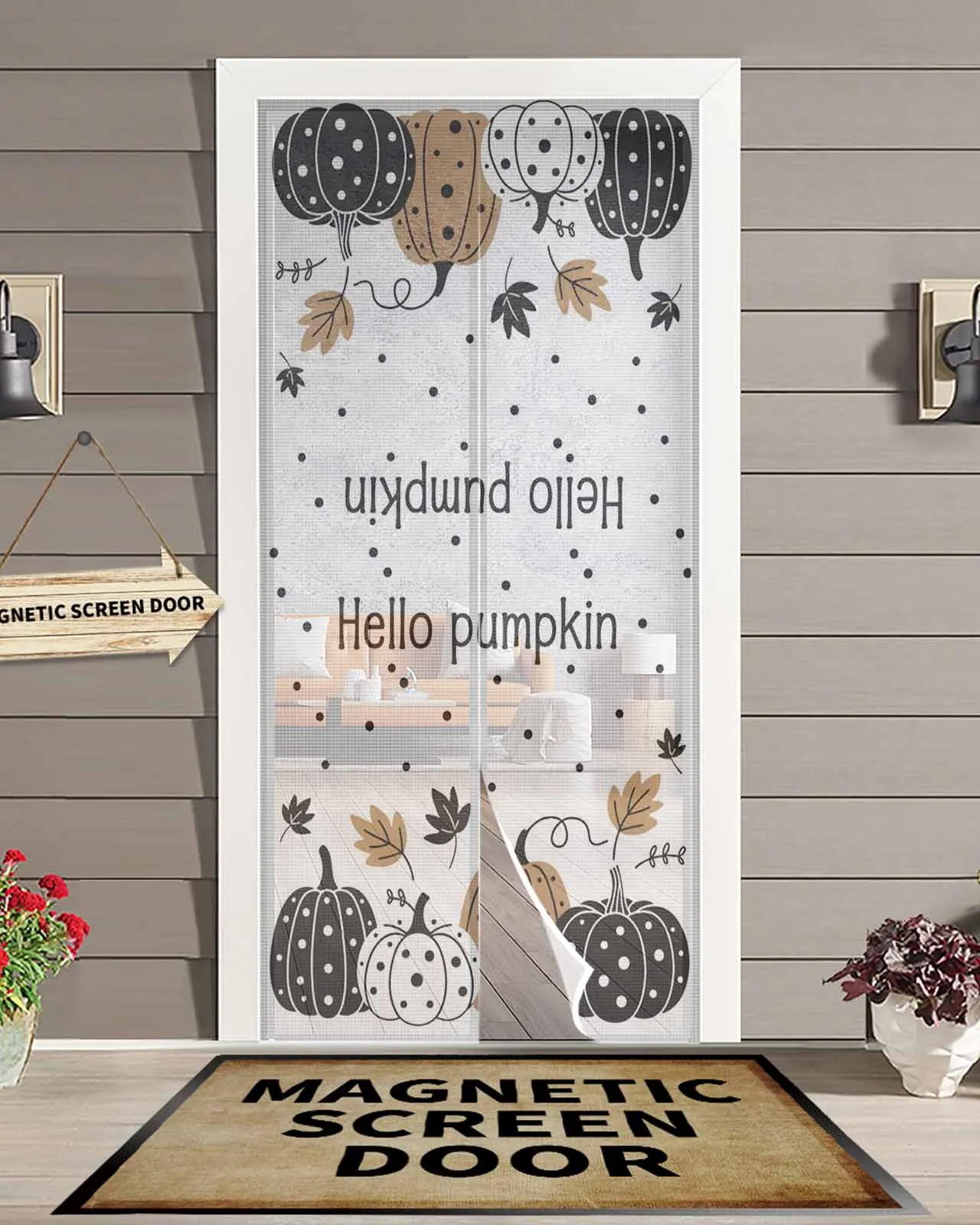 

Hello Pumpkin Dot Тыква Магнитная дверная занавеска Гостиная Спальня Домашняя антимоскитная занавеска для двери