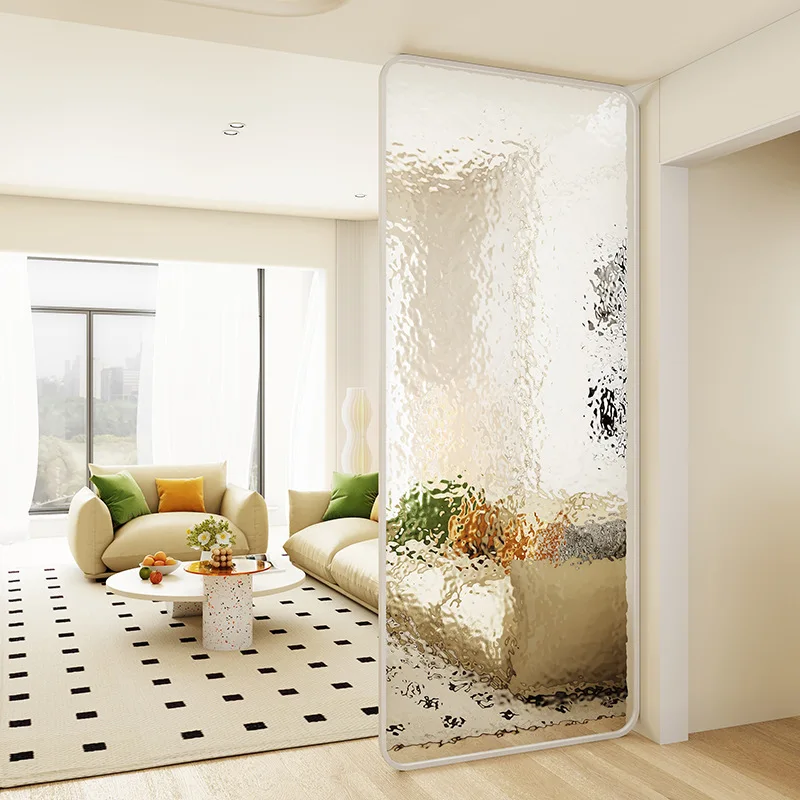 

Cream wind Changhong glass partition screen washstand simple modern living room bedroom porch stainless steel shielding wall