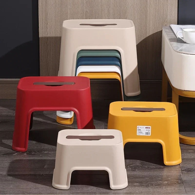 

Thickened Plastic Square Stool Stackable Low Chair Living Room Chair with Handle Bathroom Non-slip Small Bench