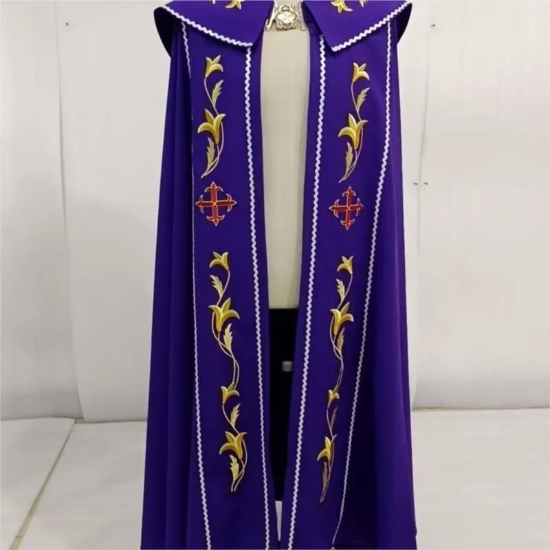 

Фиолетовый священнический плащ-капюшон, мантия пастора, католический церковный костюм, Вьетнам, Гапи, изысканно вышитый сценический костюм
