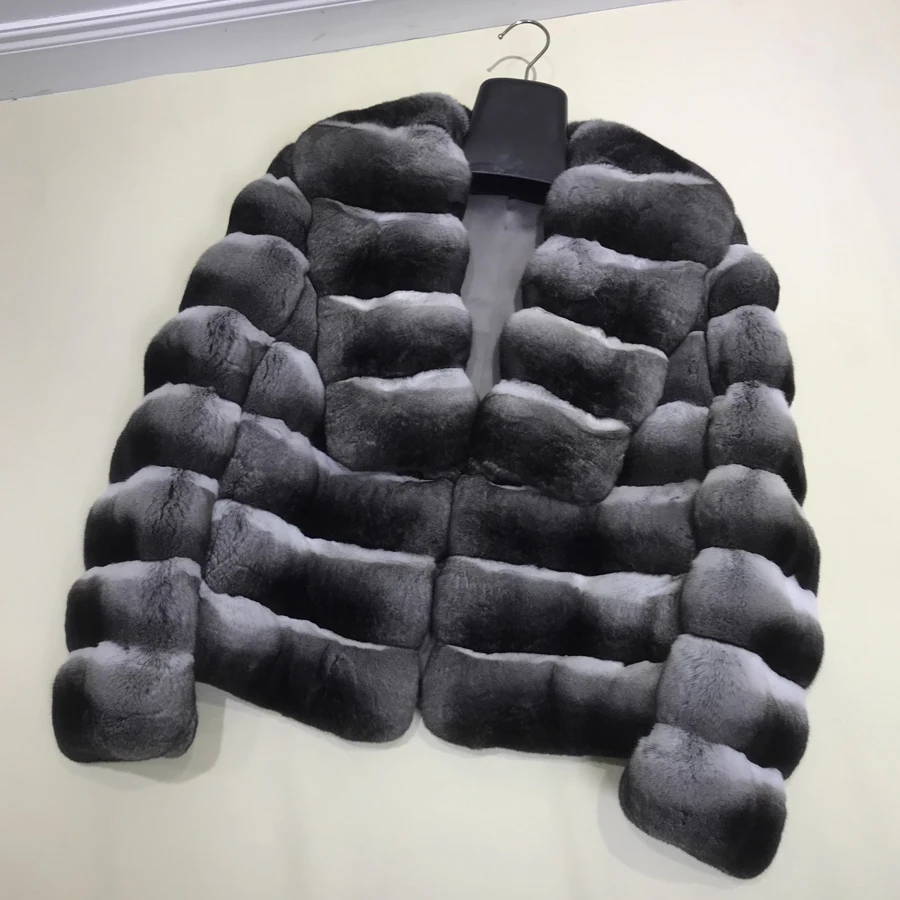 Women Rex Rabbit Fur Coat Chinchilla Fur Short Fur Coat Women Best Selling Luxury Real Fur Jacket