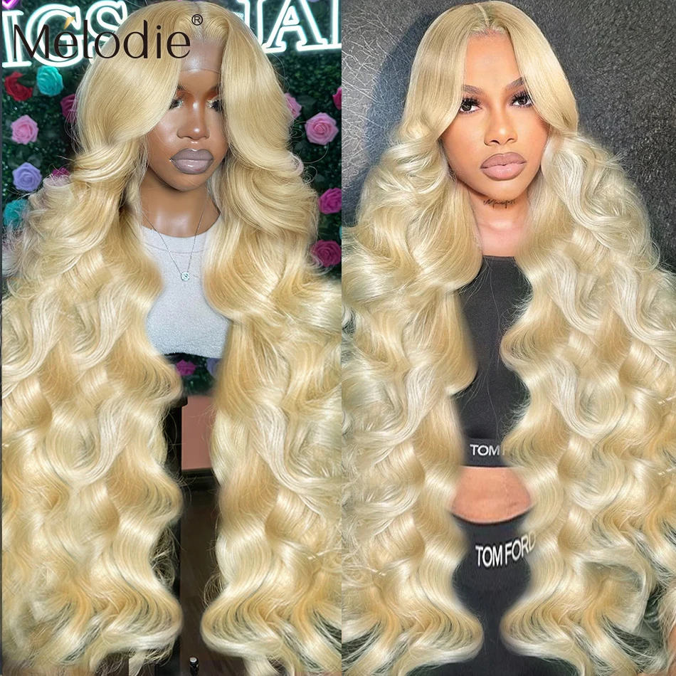 Melodie 613 HD Lace Wig 13x6 Human Hair 13X4 Frontal Blonde Colored Body Wave Glueless Water Wave 250 Density 40 Inch Wigs