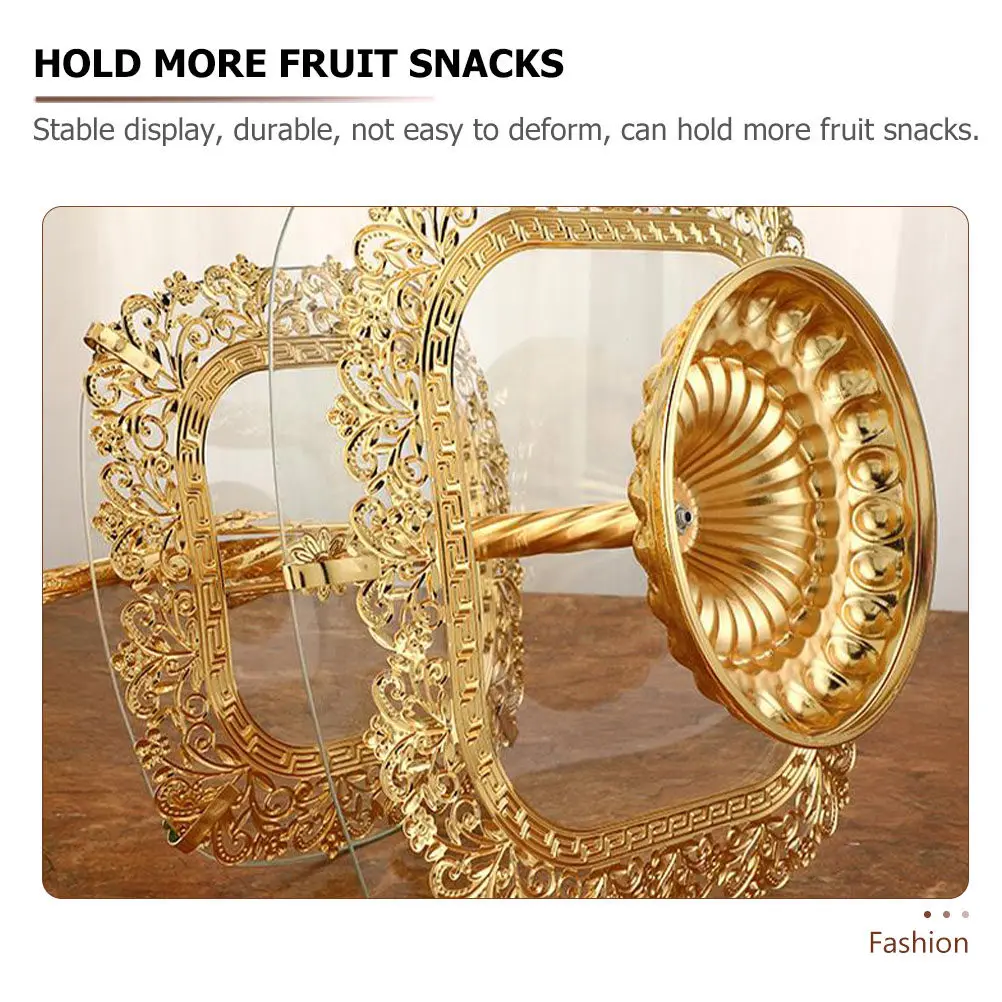 Tempered Glass Fruit Tray Double Layer Serving Plate Snack Holder Desktop Organizer Decorative Dish