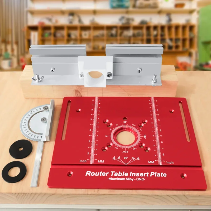 Woodworking Tools Aluminium Router Table Insert Plate with Miter Gauge Guide Multifunctional Trimming Engraving Table