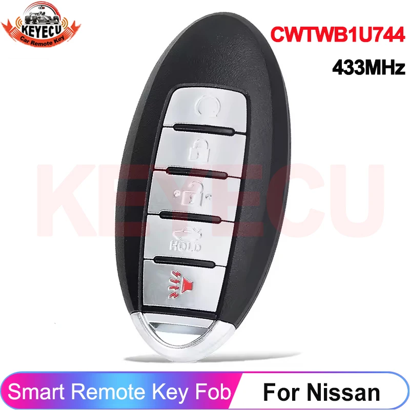 

KEYECU CWTWB1U744 433 МГц для Nissan Patrol Armada для Infiniti QX80 2014 2015 2016 2017 2018 5 кнопок брелок умный дистанционный ключ