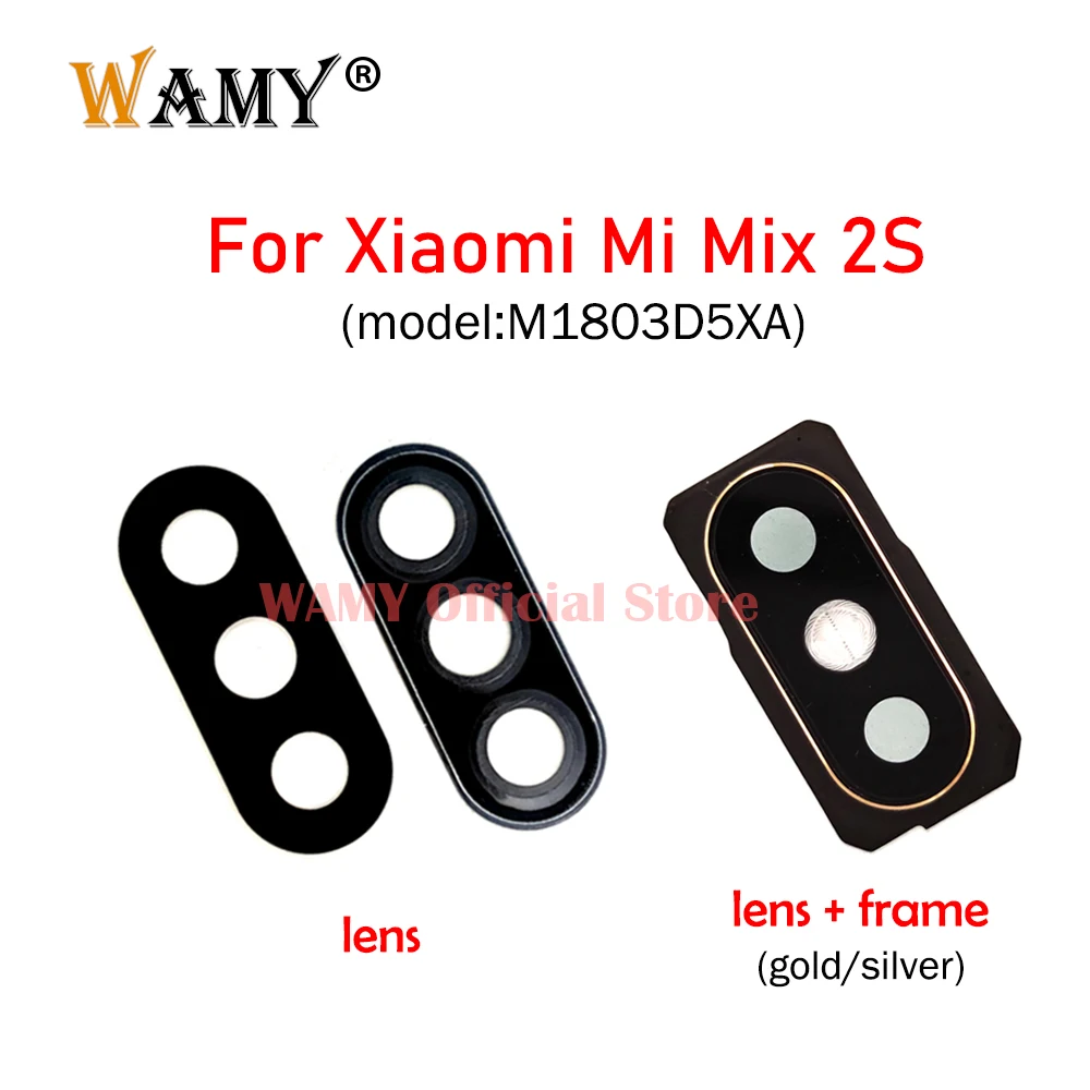 

Стеклянный объектив задней камеры для Xiaomi Mi Mix 2S M1803D5XA Mix2s, стеклянная крышка камеры с держателем рамы + Запасная лампа вспышки