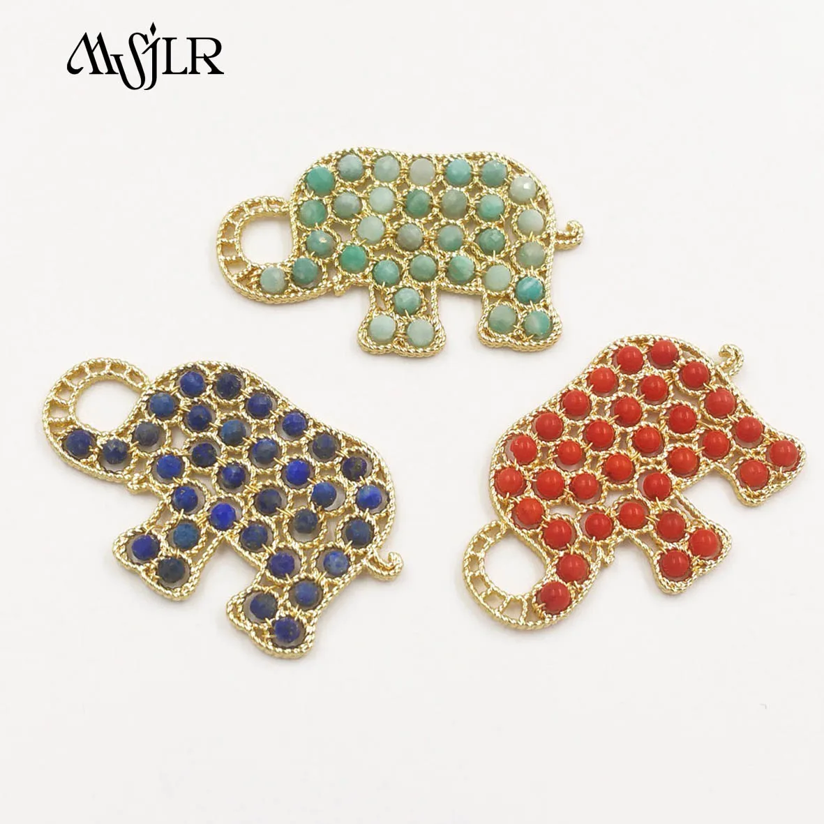 MJF010   2023 Animal Style Natural Stone Lovely Jewelry Accessory Spacer Beads Elephant Shape Party HOT Design Lady