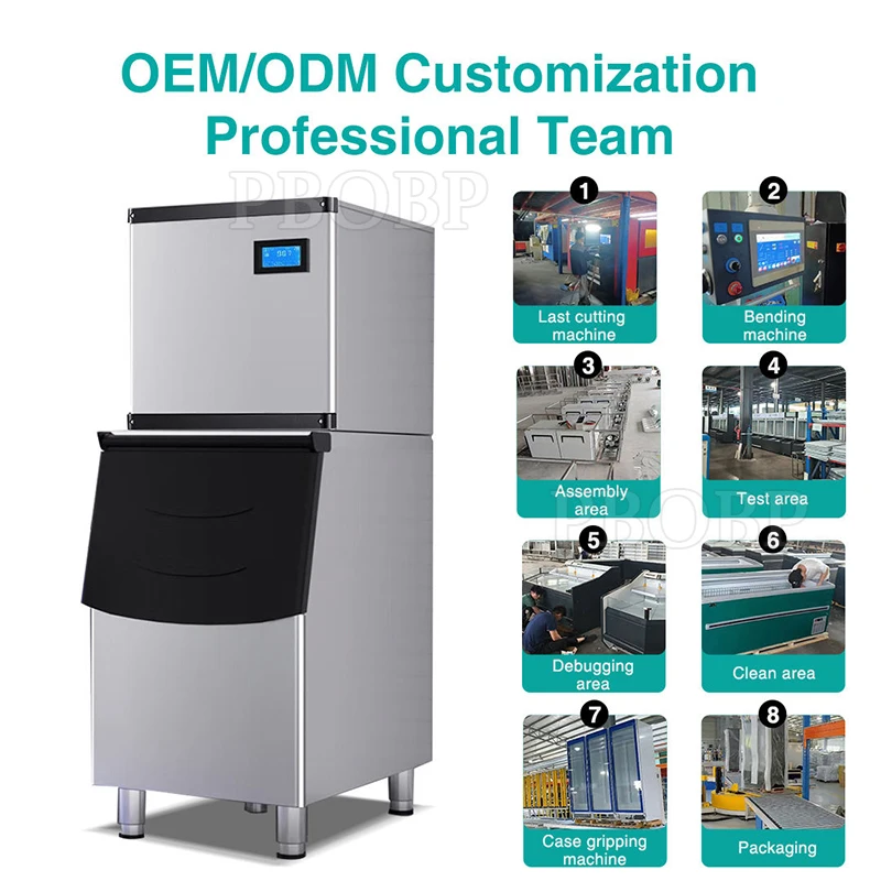 Commercial Restaurant Bar Portable Cube Ice Maker High Productivity 300kg Storage Compressor Motor Core Components Home Use