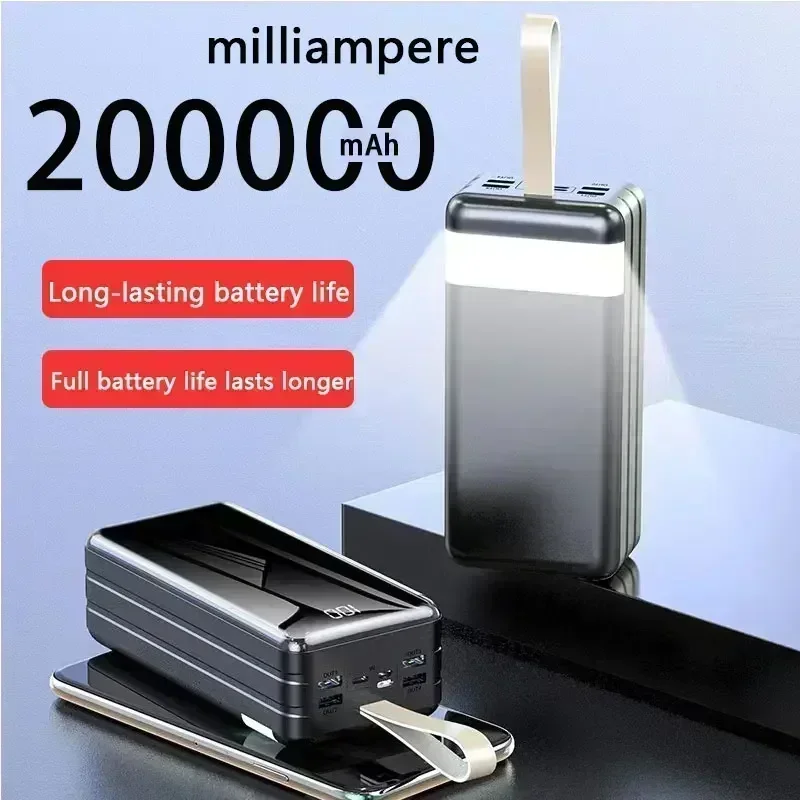 

200000mAh Power Bank 4 USB Super Fast Chargr PowerBank Portable Charger Digital Display External Battery Pack for IPhone Samsung