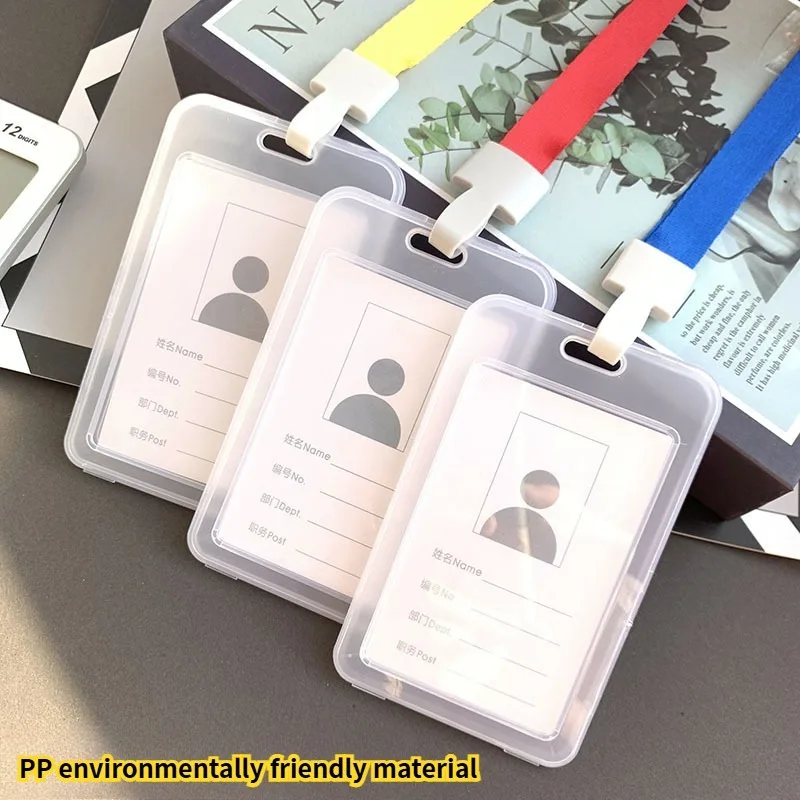 Transparent Hanging Rope Work ID Card Holder, Employee ID Hanging Neck and Chest Badge, Student Meal Card Holder Work Badge,
