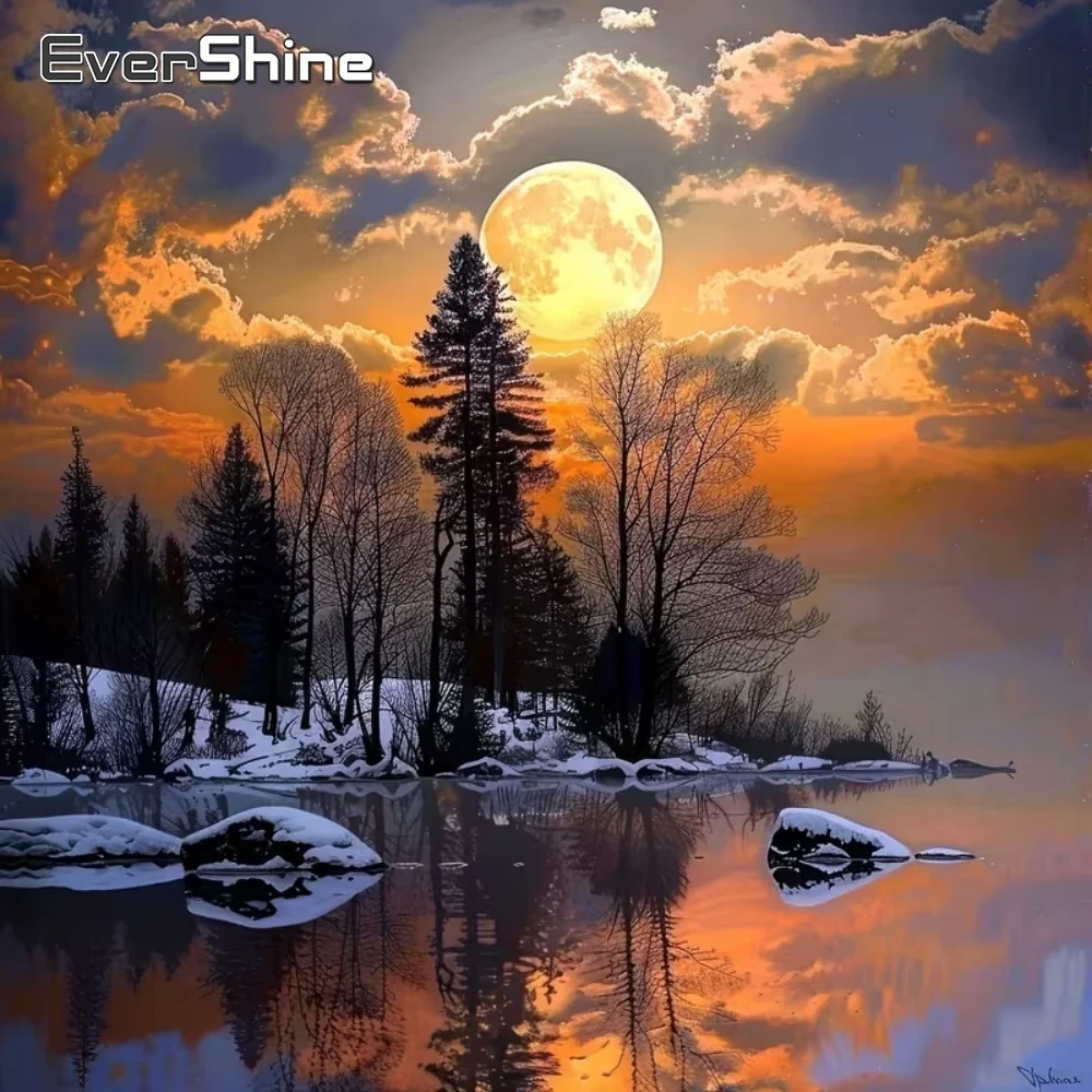Evershine River Diamond Painting Landscape DIY New Arrival Mosaic Tree Acrylic Craft Supplies Embroidery Sunset Handmade Hobby