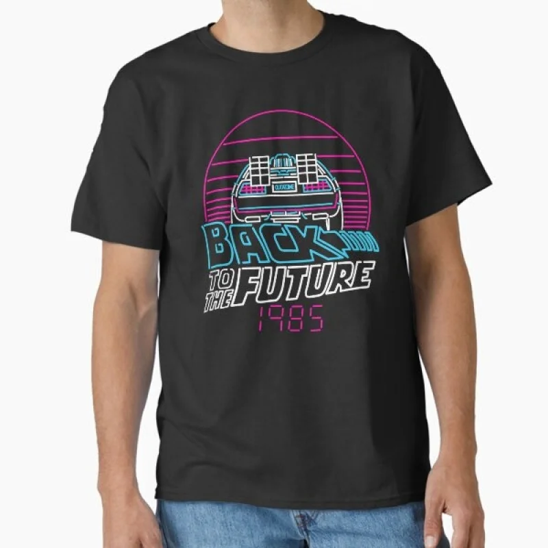 

0324 Back To The Future 1985 Retro Sic Fi Gift t shirt Vintage Time Machine DeLorean Graphic Clothes 100% cotton Large size Tops