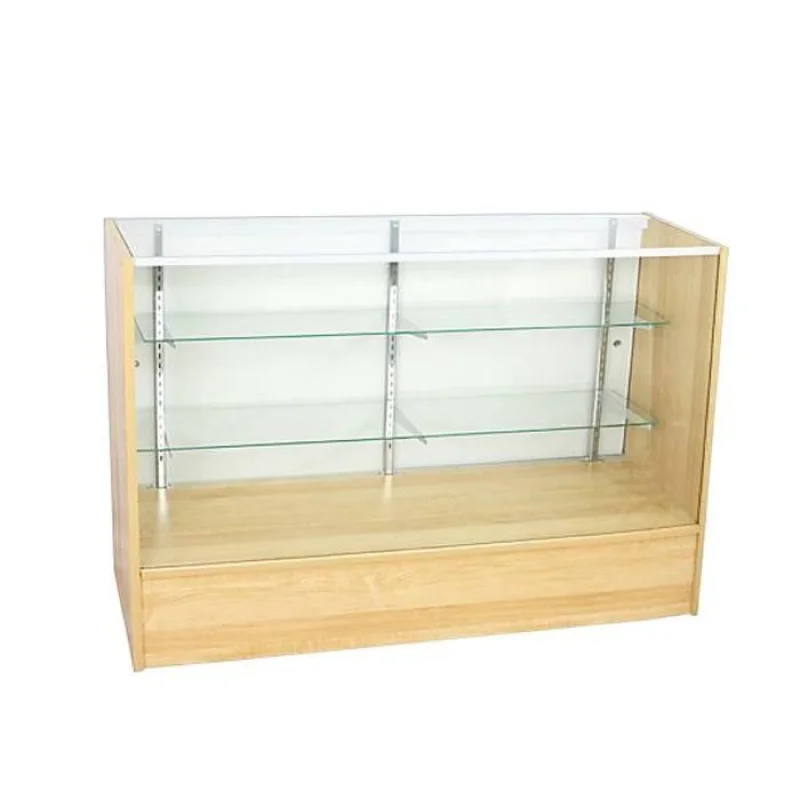 custom.White wooden floor store glass mobile display counter retail stores