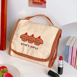 Simpatica borsa portaoggetti pieghevole nuova borsa per il trucco dell'orsetto semplice e pieghevole borsa da viaggio portatile in stile Ins