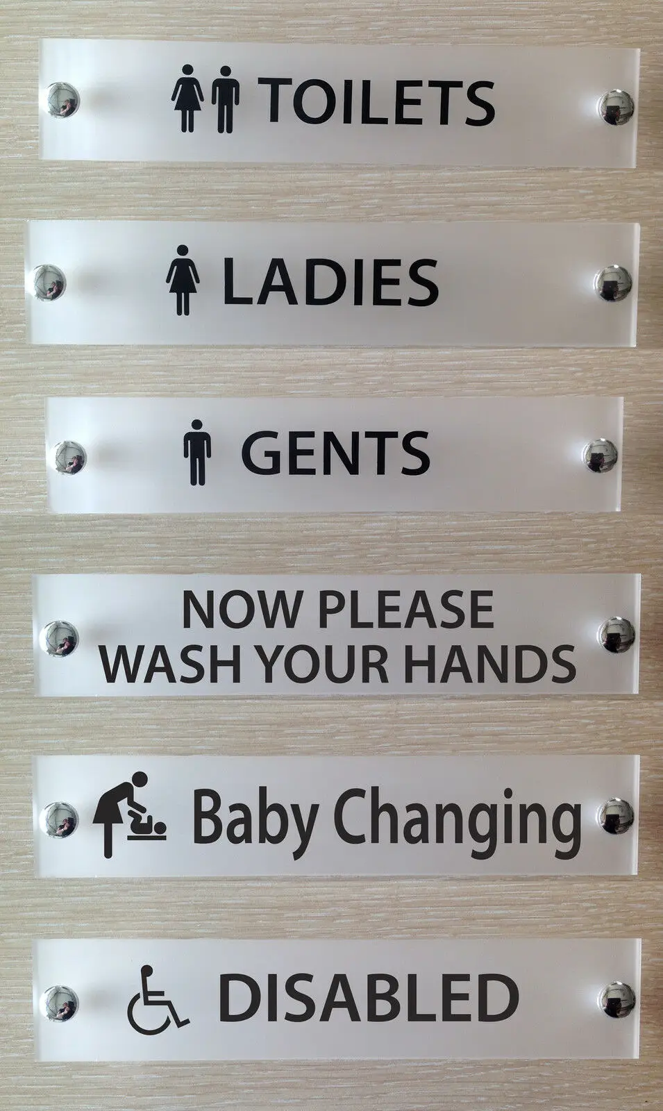 Customize TOILET DOOR AND INFORMATION SIGNS - CONTEMPORARY FROSTED ACRYLIC SIGN & FITTINGS