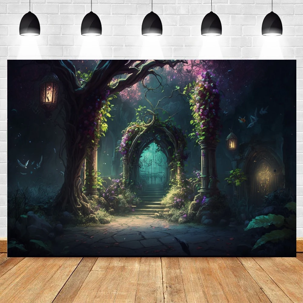 Fairy Tale Forest Background Photography Jungle Wonderland Fantasy Mushroom Baby Shower Children Birthday Party Photo Background