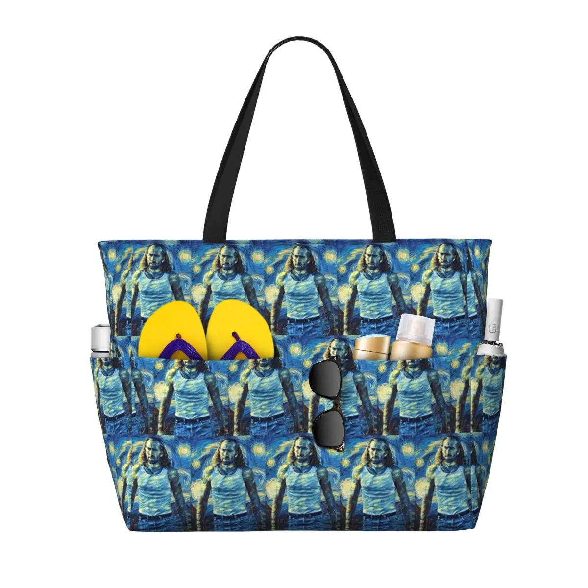 Nicolas Cage Stage Beach Tote Bag Sport Gym Yoga Duffle Large Tote Bag Women Travel Bag Fitness bag