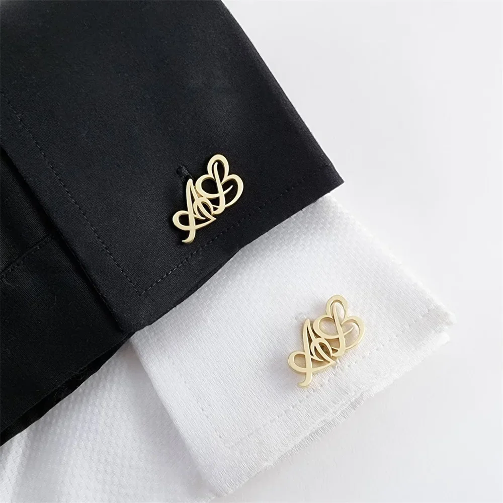 

Custom Name Cufflinks Men Stainless Steel Groom Shirt Love Initials Cufflink Wedding Suit Personalized Jewelry Christmas Gifts