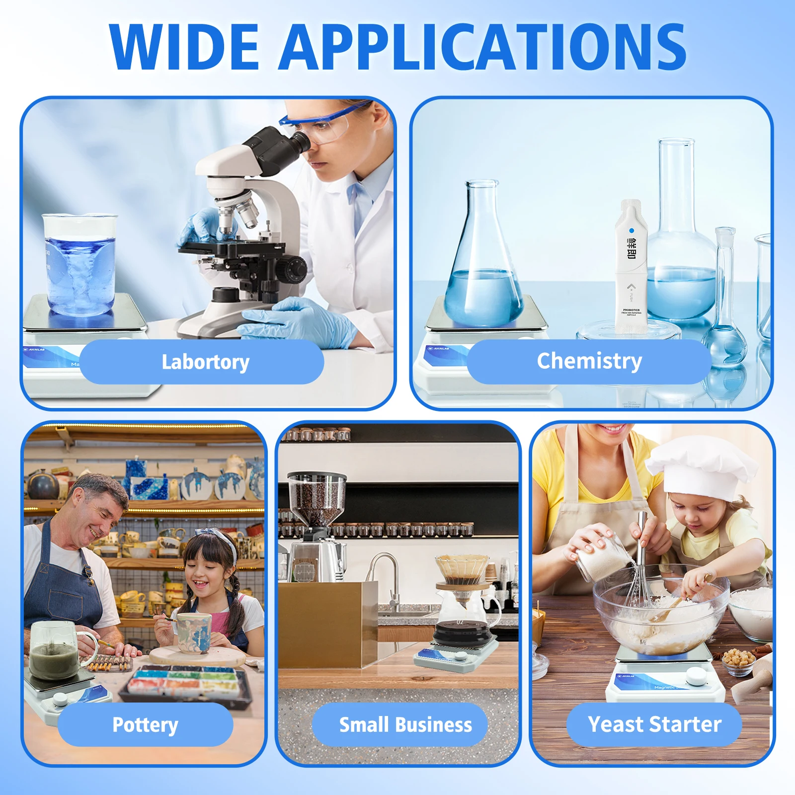 خلاط محرك مغناطيسي مع شريط تحريك ﻿ 3000 دورة في الدقيقة