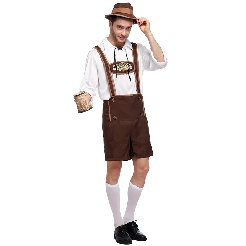 Oktoberfest fantasia para homens, Oktoberfest, Homem Cosplay, Alemanha Beer Festival Suit, Dia das Bruxas, Adulto, Novo