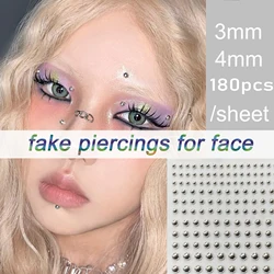 Fake Eyebrow Piercing Fake Lip Labret Studs Stick On Fake Nose Stud Facial Piercing Adhesive Face Jewelry Non Piercing Skin