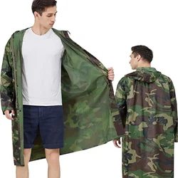 Camouflage Long Raincoat for Men Waterproof Poncho Unisex Zipper Coat against Rain Bilayer Fishing Hiking Cover Clothing Tactics