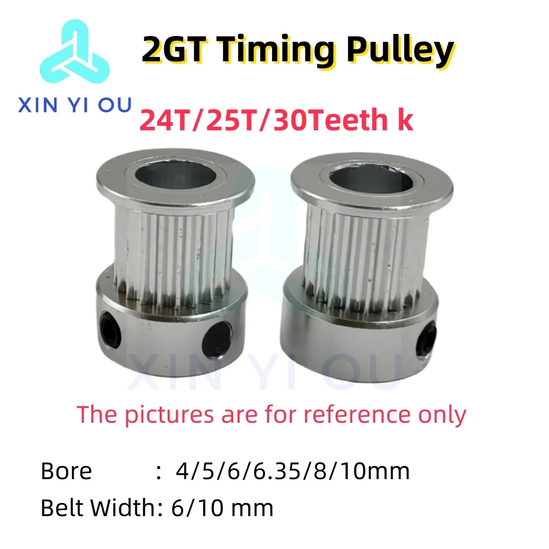 2GT Timing Pulley 24T/25T/30Teeth K Type Bore 4/5/6/6.35/8/10mm Belt Width 6/10mm CNC 3D printed parts