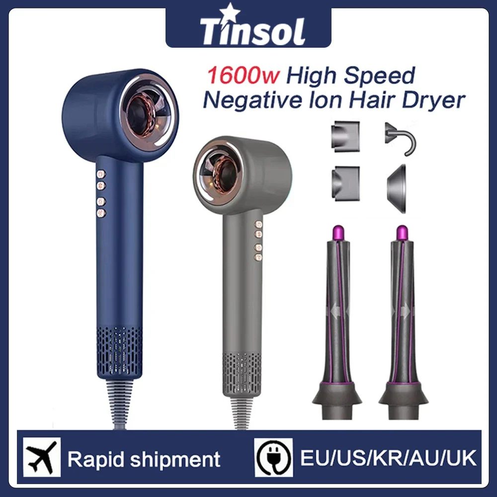 Tinsol Super Leafless Haartrockner 220V Professioneller Negativ-Ionen-Haartrockner 1600W Schnelltrocknender Reise- und Heim-Haarstyler Föhn