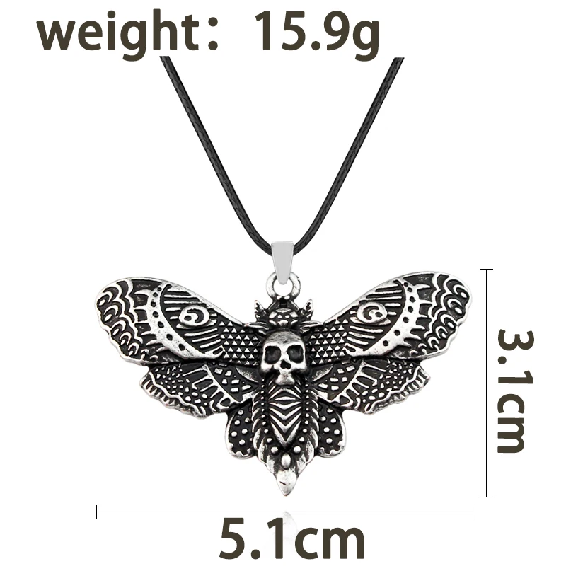 الموت العثة قلادة خمر قلادة السكر الجمجمة القوطية فراشة روك الهيب هوب النساء الرجال مجوهرات فريدة اكسسوارات هدية الهالوين #6