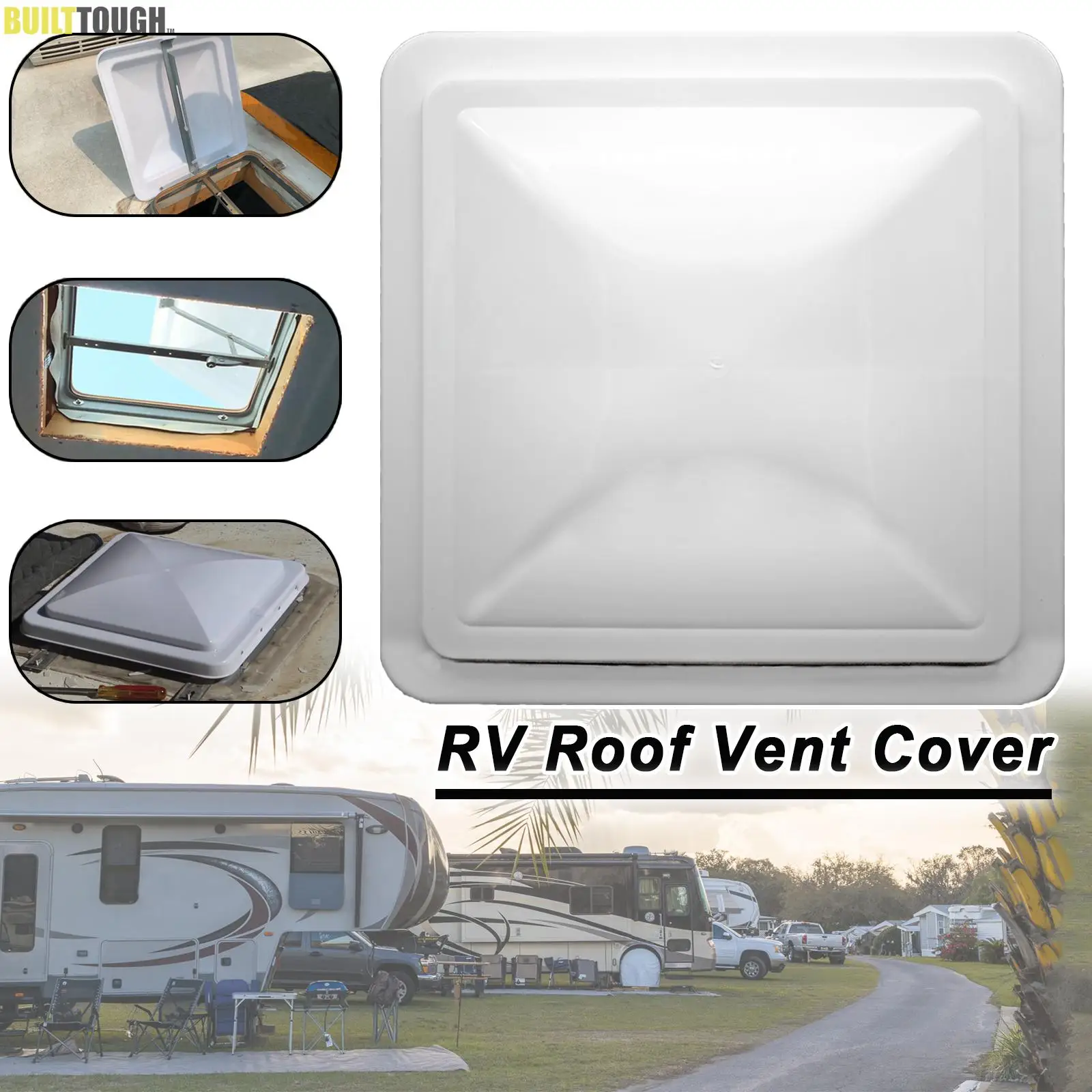 

14"x14" Universal Replacement RV Roof Vent Cover White Vent Lid for Camper Trailer Motorhome White PP Plastic UV-resistant Cover