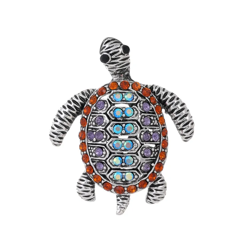 New Shiny Rhinestone Enamel Turtle Brooch Women\'s Animal Design Classic Unique Personality Little Turtle Pin Jewelry Gifts