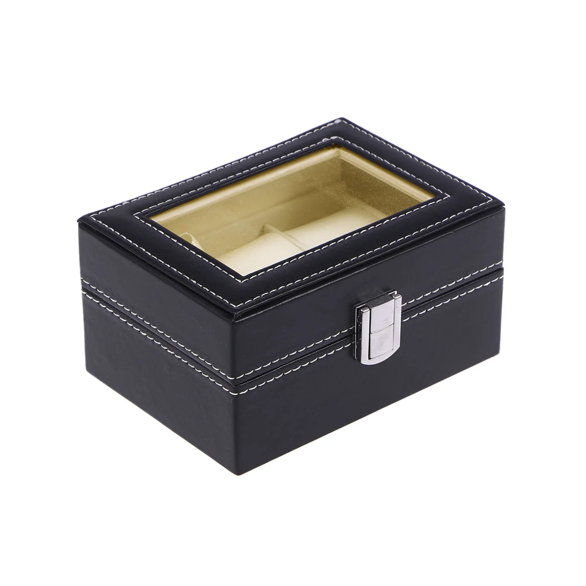 Watch Box Large 3 Grids Mens Black PU Display Jewelry Case Organizer Gift Box Storage Case with Lock and Mirror