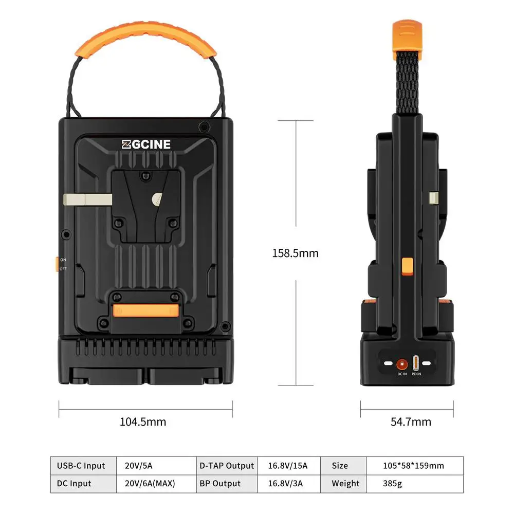 ZGCINE VM-C2 Dual Charger Kit for V-Mount Battery Charger with USB-C PD100W and DC 20V Power Supply Output