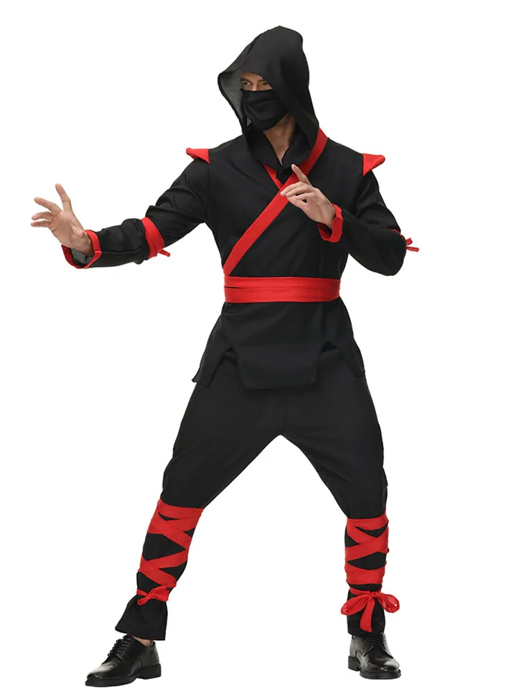 Kostium Ninja dla dorosłych mężczyzn na Halloween, przebranie na bal maskowy, występ sceniczny, strój samuraja, męski strój, poliester