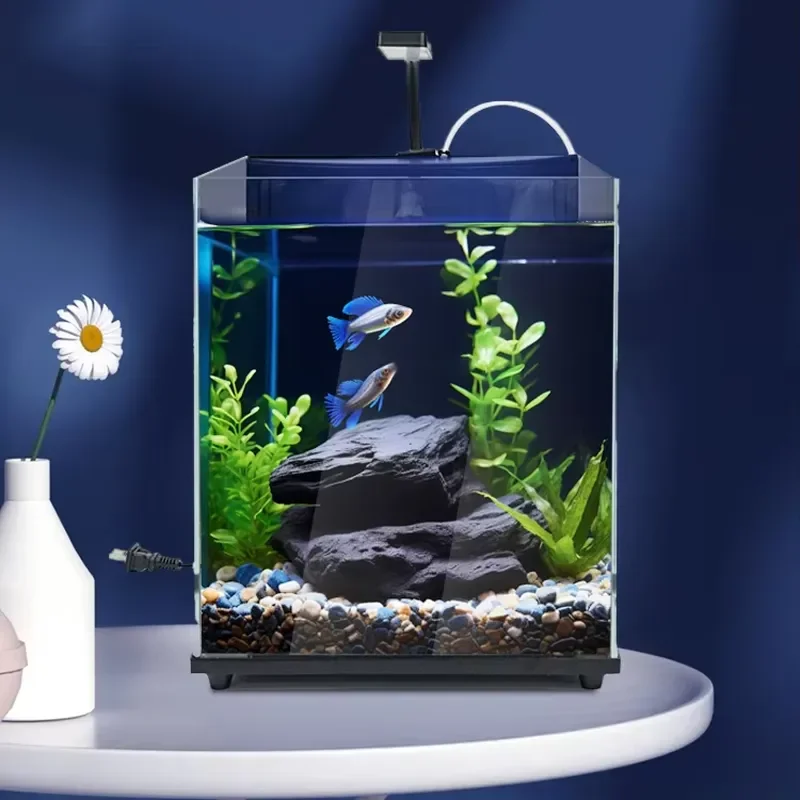 Relaxlines 20L Desktop 4/6mm White Glass Fish Tank Small Ecological Fish Tank Tabletop Aquarium Small Fish Tank