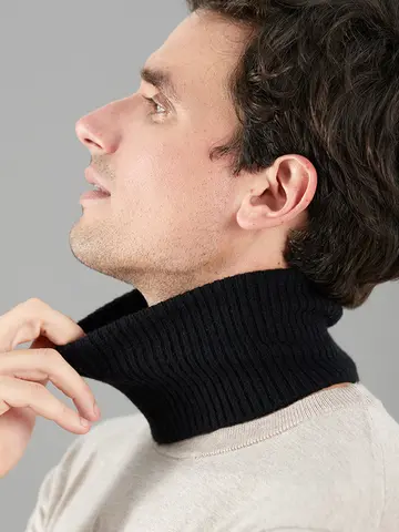 남성 캐시미어 니트 링 스카프 겨울 부드럽고 따뜻한 울 터틀넥 거짓 칼라 컴포트 루프 스카프 모든 경기 목 따뜻하게