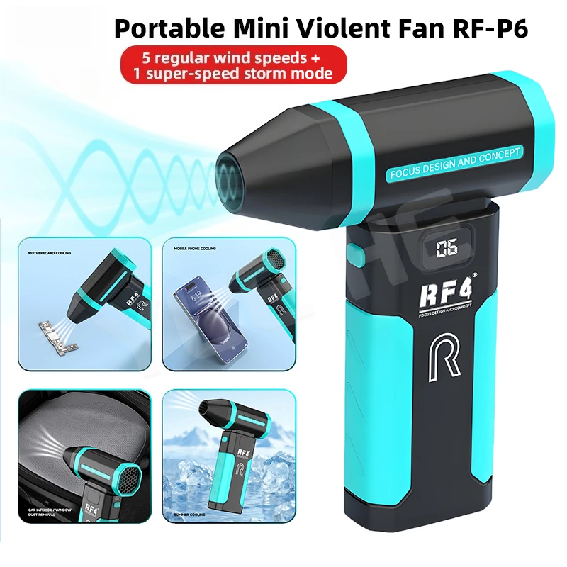 Soplador de aire recargable RF4 RF-P6, potente viento para refrigeración de la placa base del teléfono, eliminación de polvo y limpieza Interior del coche