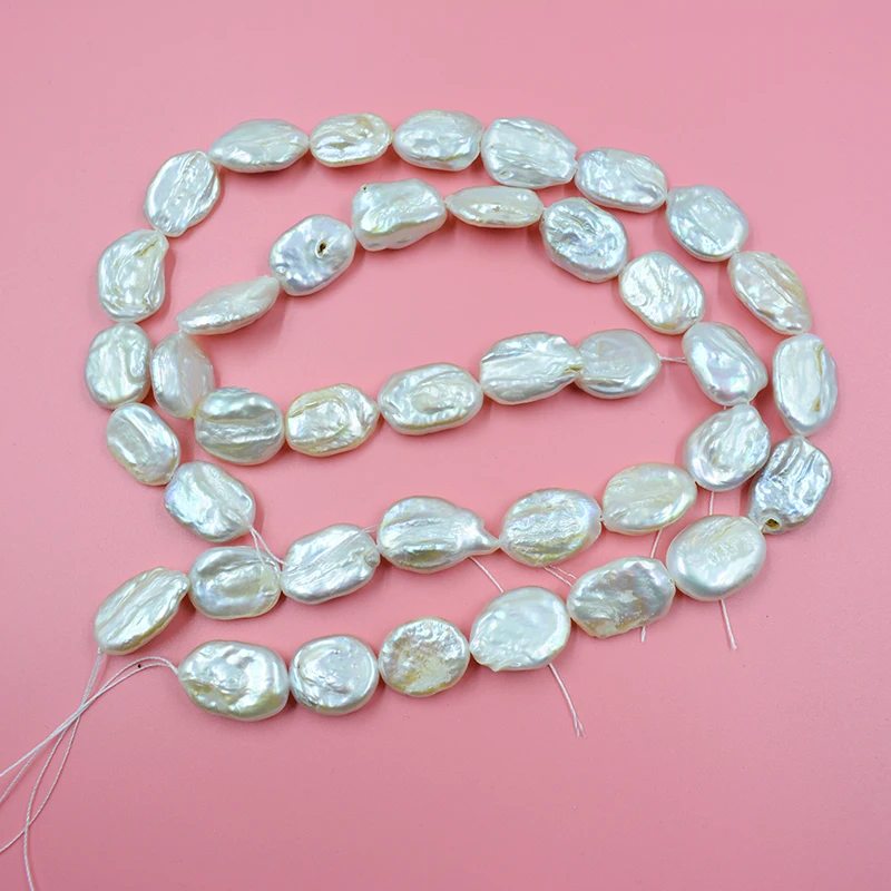 3 shares. 15MM giant white/purple natural Baroque pearl loose beads, string beads. DIY necklace/bracelet/earring making 39CM