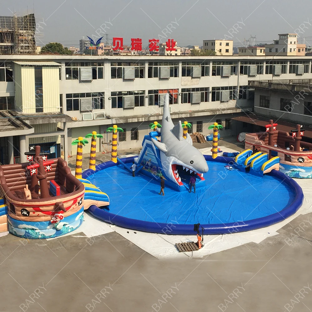 Inflatable Water Slide With Pool
