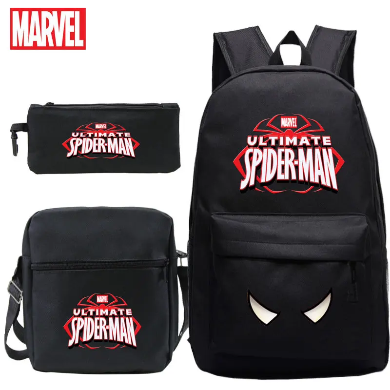 MINISO Disney Avengers Backpack Student School Bag Small Shoulder Bag Pencil Bag Three-piece Backpack Women  Backpack Women