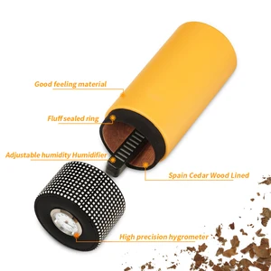 Lederzigarrenschachtel, Zedernholz, Zigarre tragbares Glas, Luftbefeuchter, Hygrometer, passen für 5 Zigarren 8 Hauptverkäufe Zigarettenboxen - №4