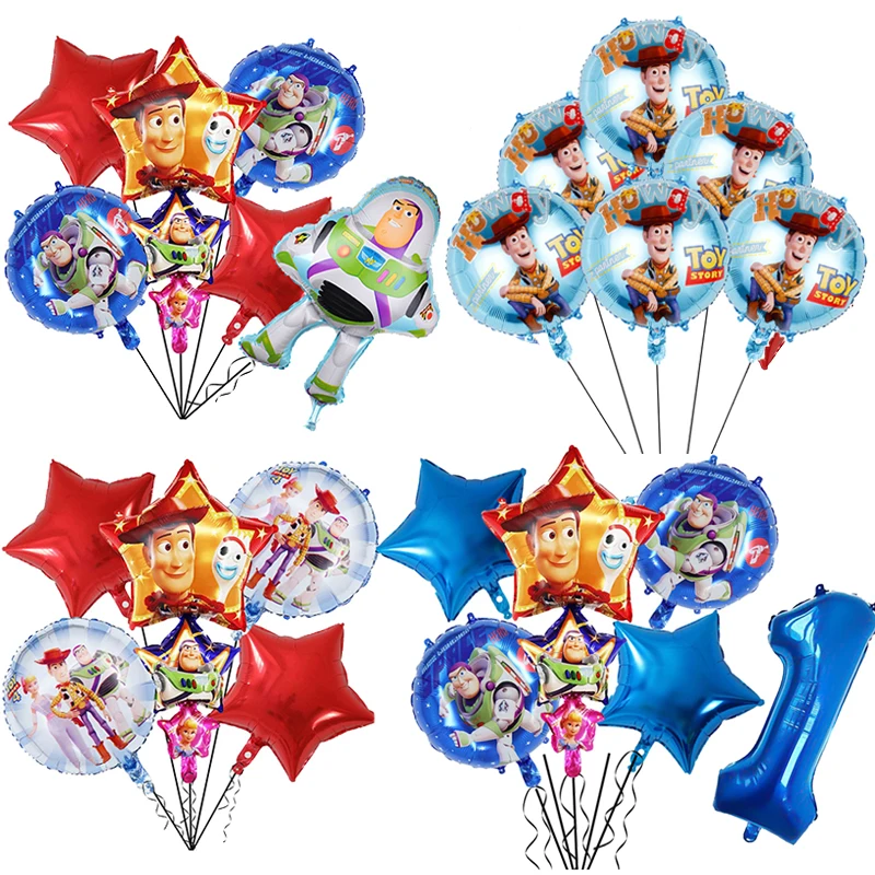 Disney Toy Story Buzz Lightyear Cartoon Foil Balloons 32inch Blue Number Baby Boy Blue Air Ballon Birthday Party Decor Kids Toys