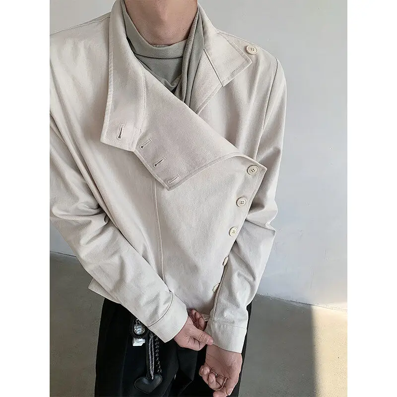 

New Chinese Sle Color Stand Collar Jaet Men's Women's High End Feeling Zhongan Coat Gl Faion oulder P...