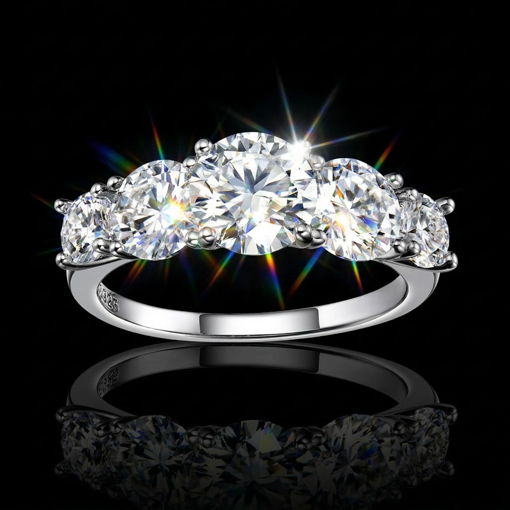 

Стильное кольцо с моассанитом для женщин, круглое, цвета D, чистоты VVS1, сертифицировано GRA, из серебра 925 пробы, свадебный подарок.